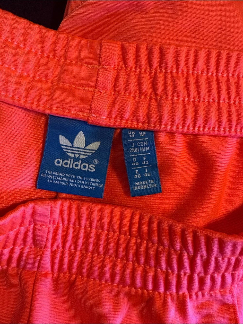 Vintage Adidas Neon Coral Rhinestone Track Pants Y2K Wide Leg Joggers M (0804) - Picture 5 of 10